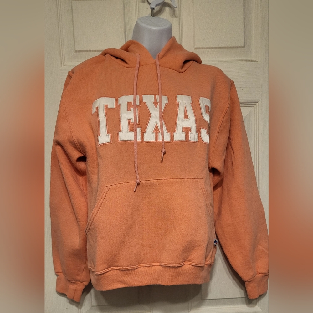 Russell Texas apparel  xs salmon color pullover with hoodie